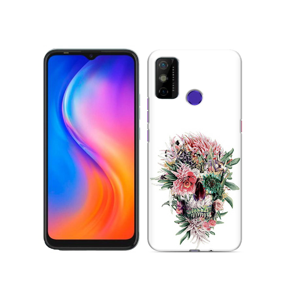 

Чехол MyPads Tocco для Tecno Spark 6 GO череп из цветов, Прозрачный, Tocco