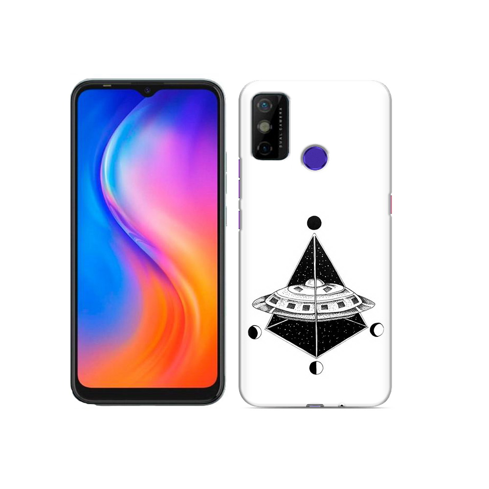 

Чехол MyPads Tocco для Tecno Spark 6 GO черно белая летающая тарелка, Прозрачный, Tocco