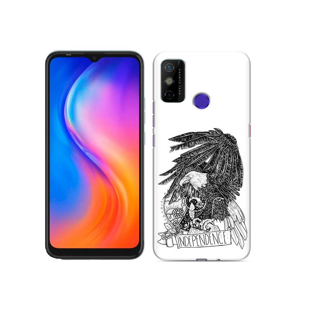 

Чехол MyPads Tocco для Tecno Spark 6 GO черно белый сокол, Прозрачный, Tocco