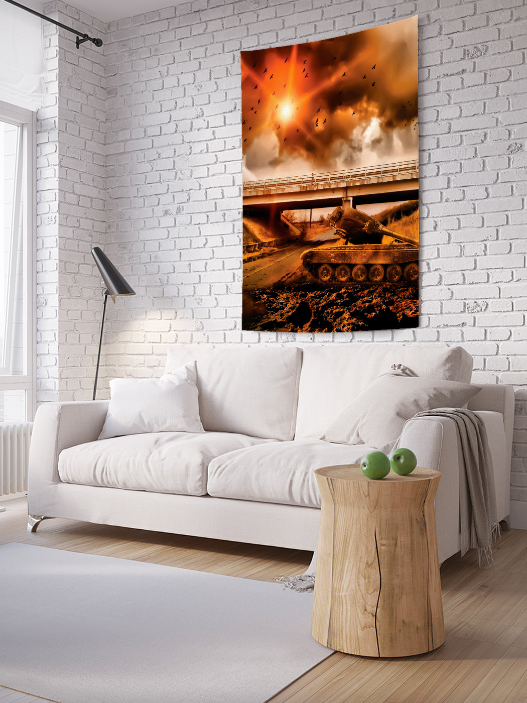 

Вертикальное фотопанно на стену JoyArty Сломанный танк у моста 100x150 см, Сломанный танк у моста