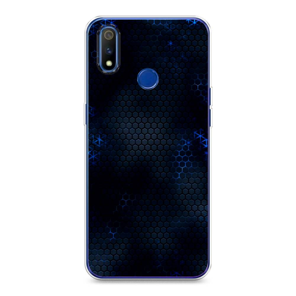 фото Силиконовый чехол "фон соты синие" на realme 3 pro awog