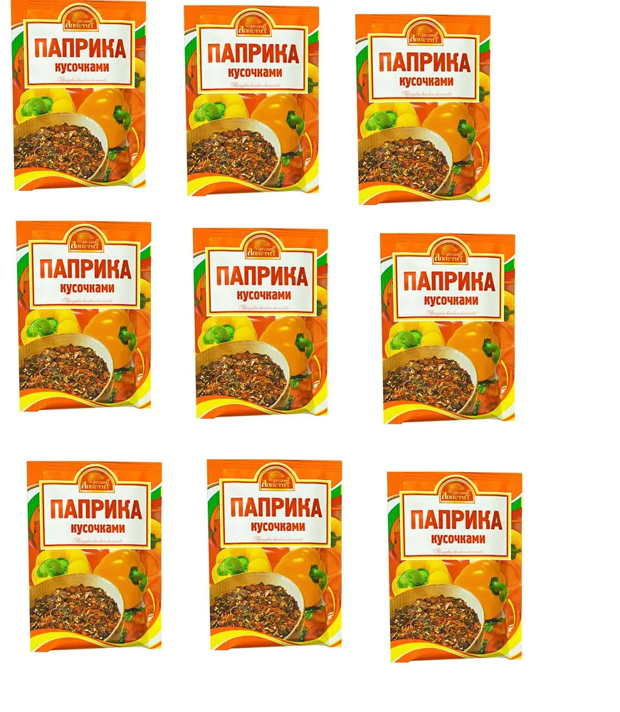

Паприка кусочкамиРусский аппетит, 10 г х 9 шт, кусочками