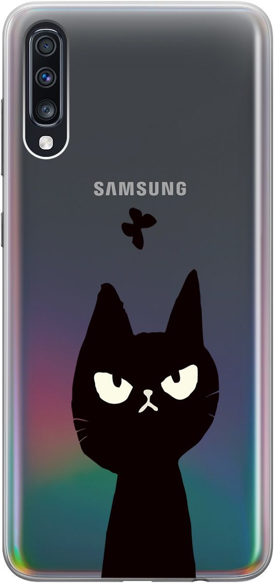 

Чехол на Samsung Galaxy A70/A70s "Disgruntled Cat" прозрачный, Прозрачный;черный, 5398