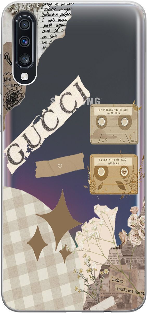 

Чехол на Samsung Galaxy A70/A70s "GUCCI Stickers" прозрачный, Прозрачный;бежевый, 5398