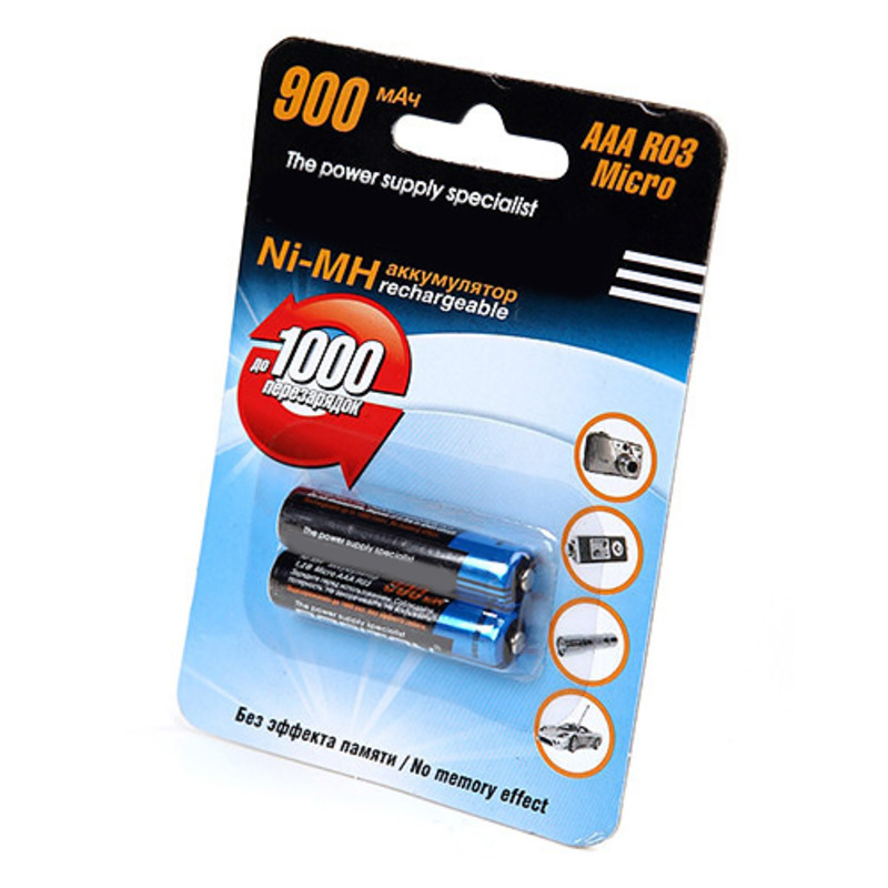 

08796_Батарейка ROBITON ААА аккумулятор 900mAh 2шт 1шт