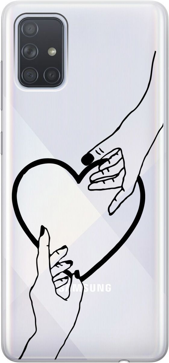 

Силиконовый чехол на Samsung Galaxy A71 с 3D принтом "Hands" прозрачный, Прозрачный;черный, 5401