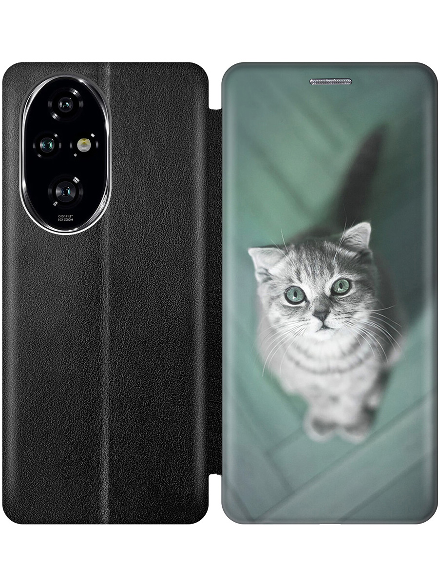 

Чехол-книжка на Honor 200 pro с принтом "Котик на зеленом полу" черный, Черный;зеленый;серый, 783979611