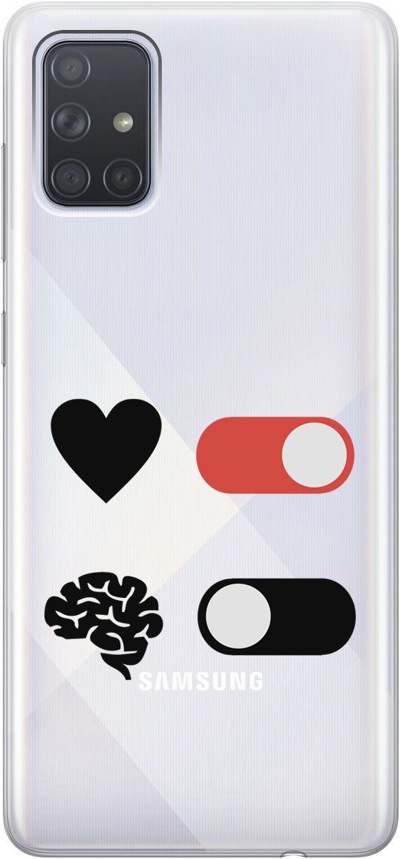 

Силиконовый чехол на Samsung Galaxy A71 с 3D принтом "Brain Off" прозрачный, Прозрачный;белый, 5401