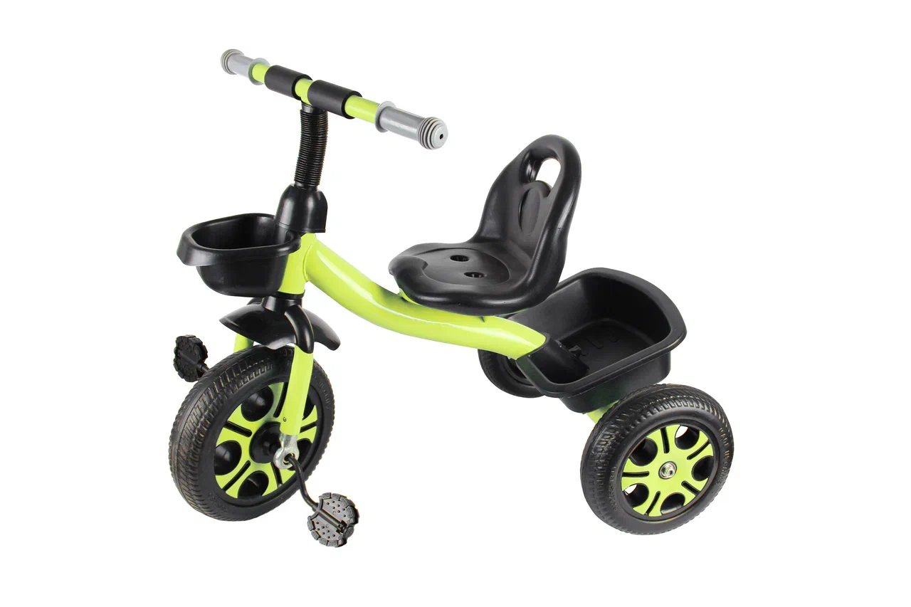 Велосипед трехколесный Potis с корзиной и багажником, зелёный