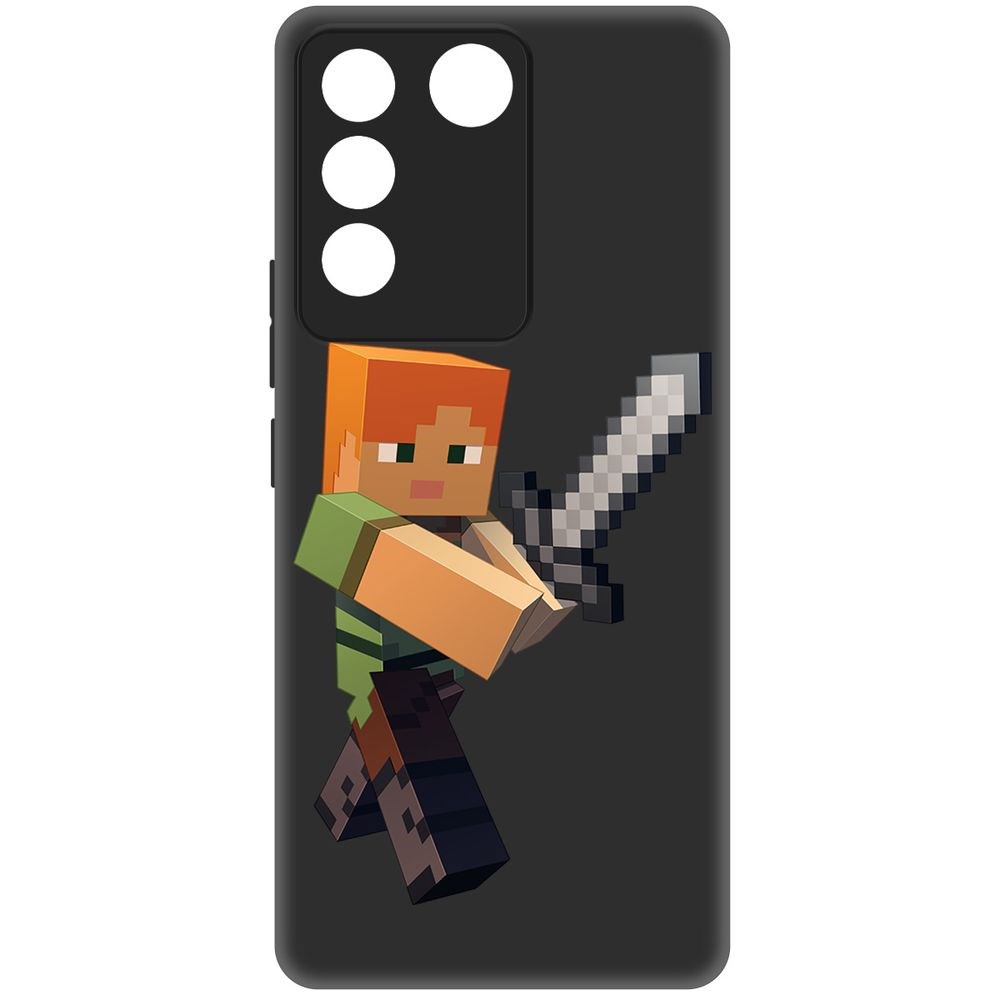 

Чехол-накладка Krutoff Soft Case Minecraft-Алекс для Vivo T2 черный