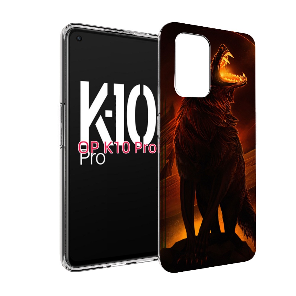 

Чехол MyPads волчара с огнем внутри для OPPO K10 Pro, Прозрачный, Tocco