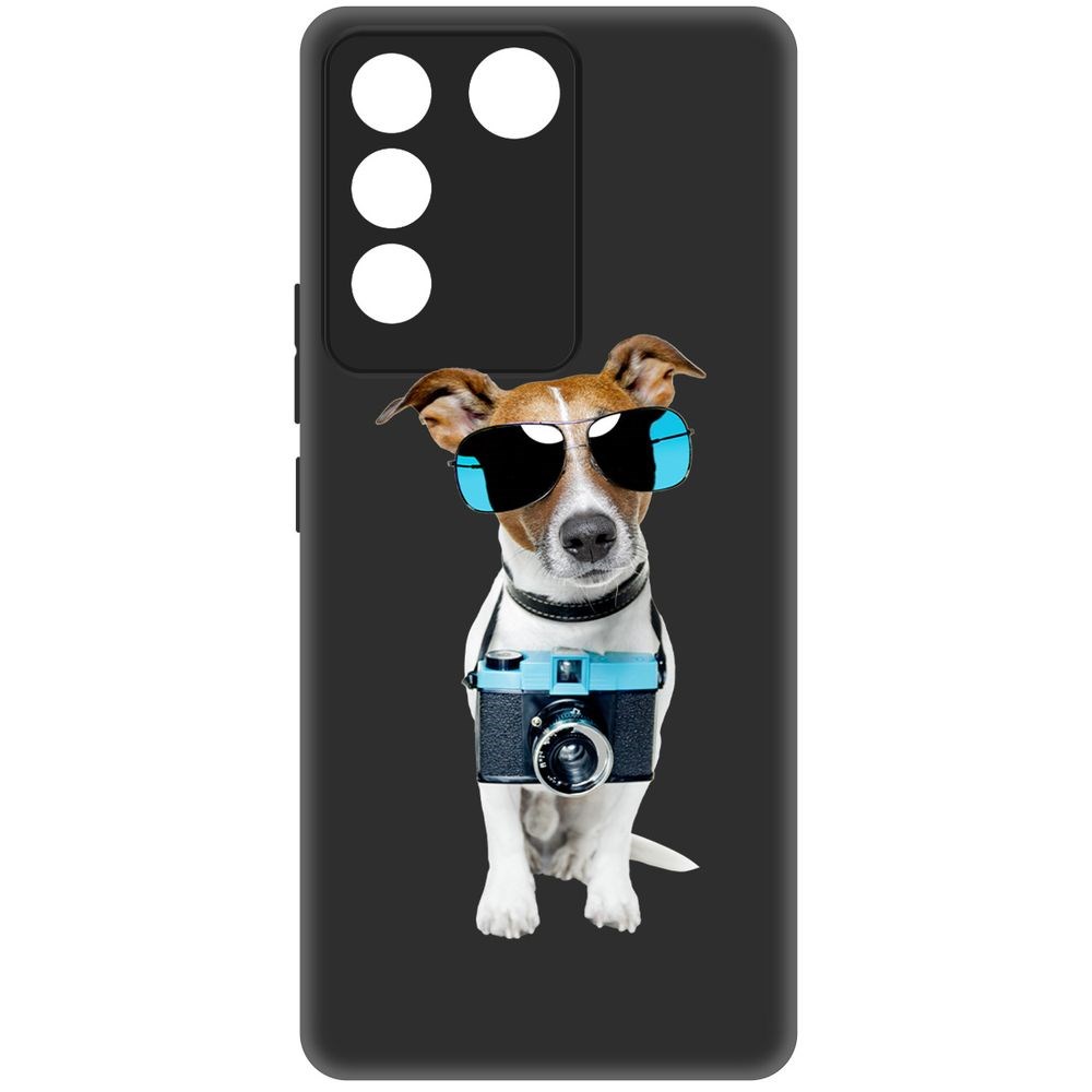 

Чехол-накладка Krutoff Soft Case Пес-турист для Vivo T2 черный