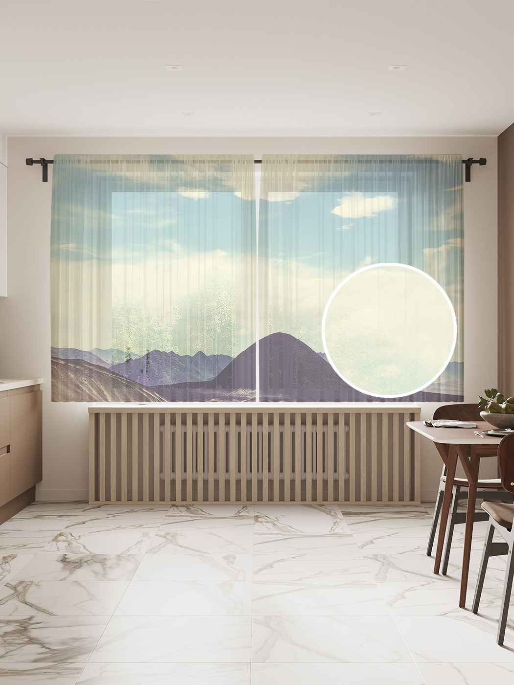 

Фототюль JoyArty "Загадочные холмы", 145x180 см (2 полотна со шторной лентой + 50 крючков), Загадочные холмы