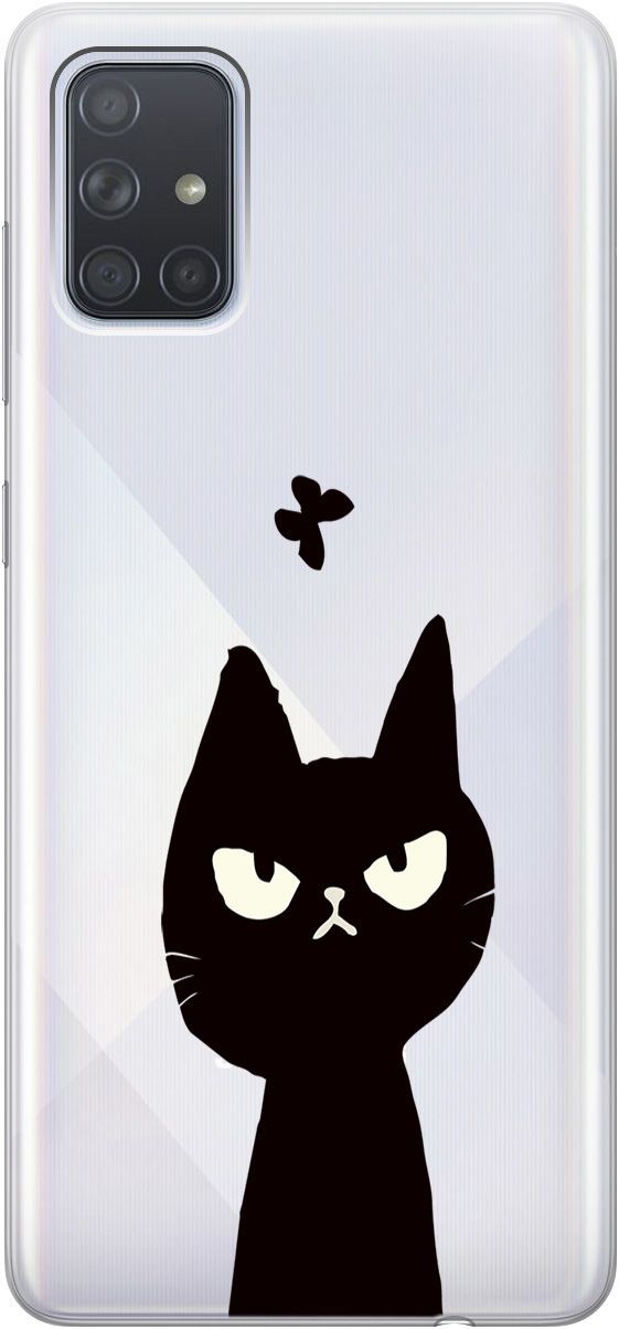 

Чехол на Samsung Galaxy A71 с принтом "Disgruntled Cat" прозрачный, Прозрачный;черный, 5401
