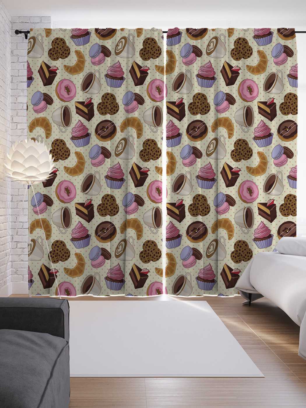 

Шторы JoyArty с фотопечатью "Сладости к чаю" из сатена, 290х265 см, Сладости к чаю