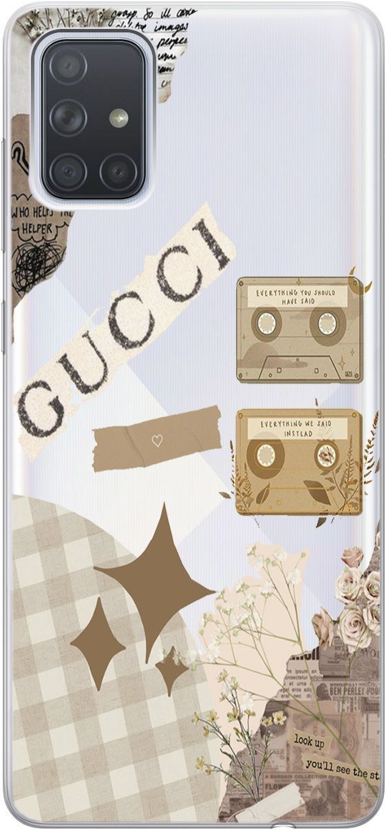 

Чехол на Samsung Galaxy A71 с принтом "GUCCI Stickers" прозрачный, Прозрачный;бежевый, 5401