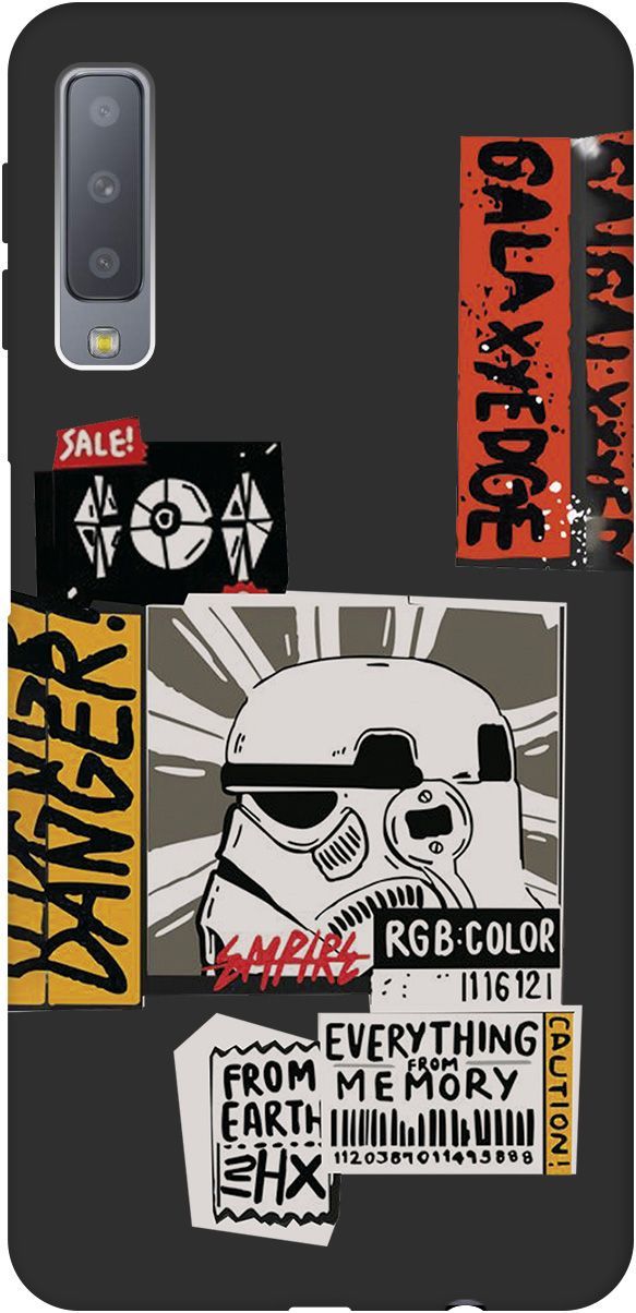 

Чехол на Samsung Galaxy A7 (2018) "Stormtrooper Stickers" черный, Черный;белый, 8421