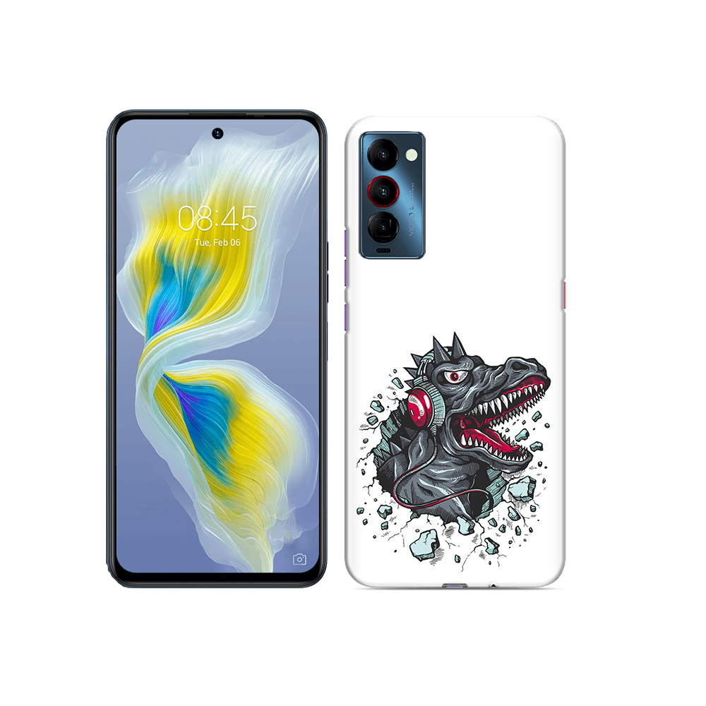 

Чехол MyPads Tocco для Tecno Camon 18 Нарисованный динозавр в наушниках, Прозрачный, Tocco