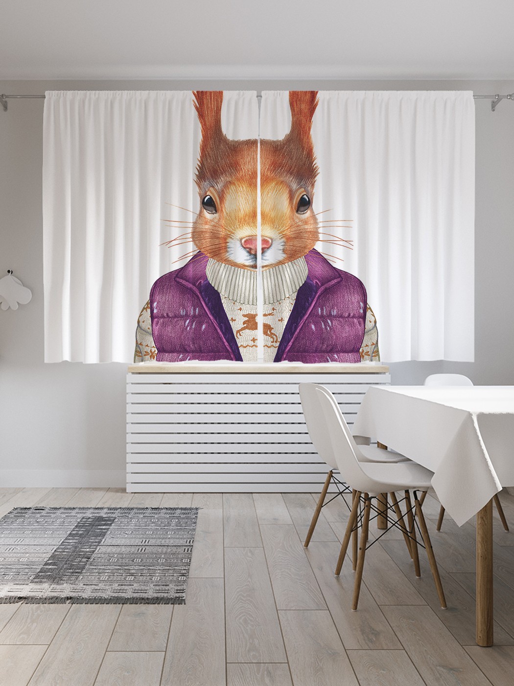 

Классические шторы JoyArty "Белка в свитере", серия Oxford DeLux, 2 полотна 145x180 см, Белка в свитере