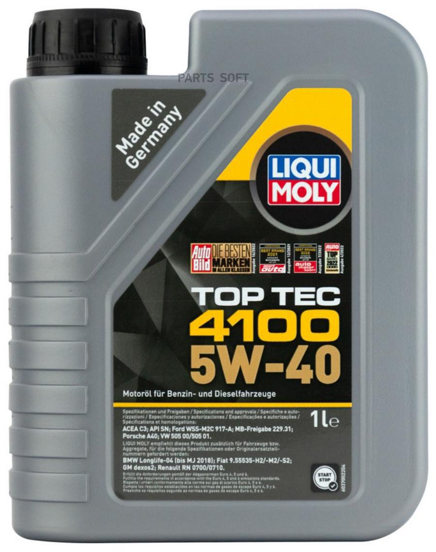 

Моторное масло LIQUI MOLY синтетическое Top Tec 4100 5W40 API SN ACEA C3 1л