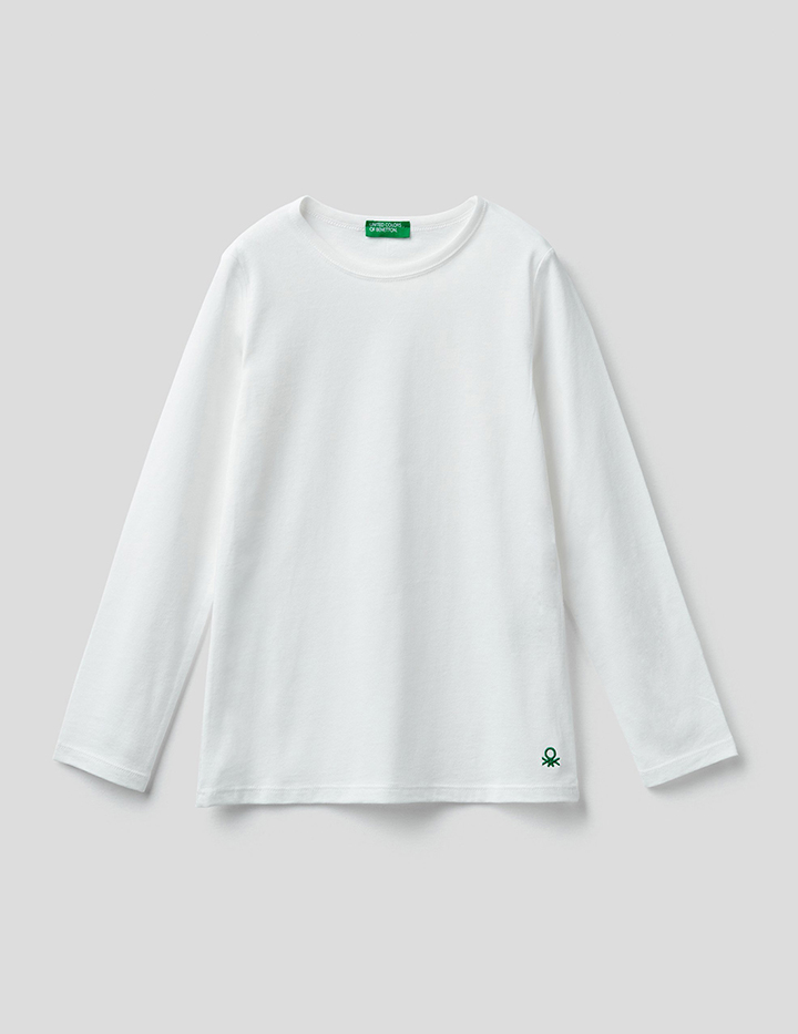 

Футболка для девочек Benetton цв. белый р.116, 21A_3I1XC14Q1