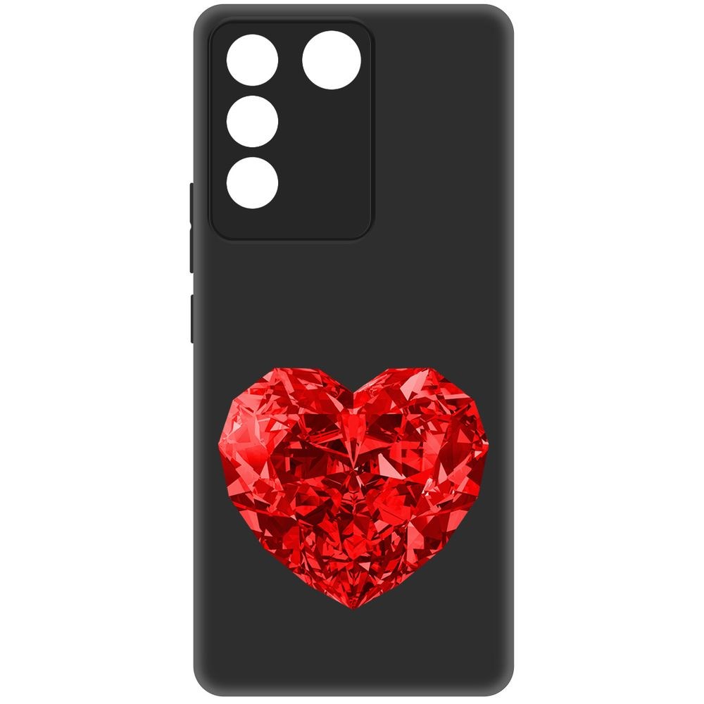 

Чехол-накладка Krutoff Soft Case Рубиновое сердце для Vivo V27e черный