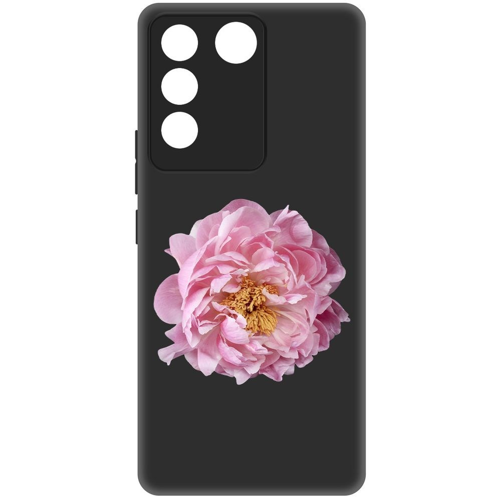 

Чехол-накладка Krutoff Soft Case Розовый пион для Vivo V27e черный