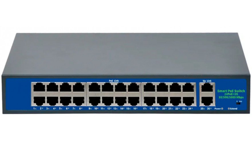 

Коммутатор CARCAM POE-2420S 6930878756782 серый, POE-2420S