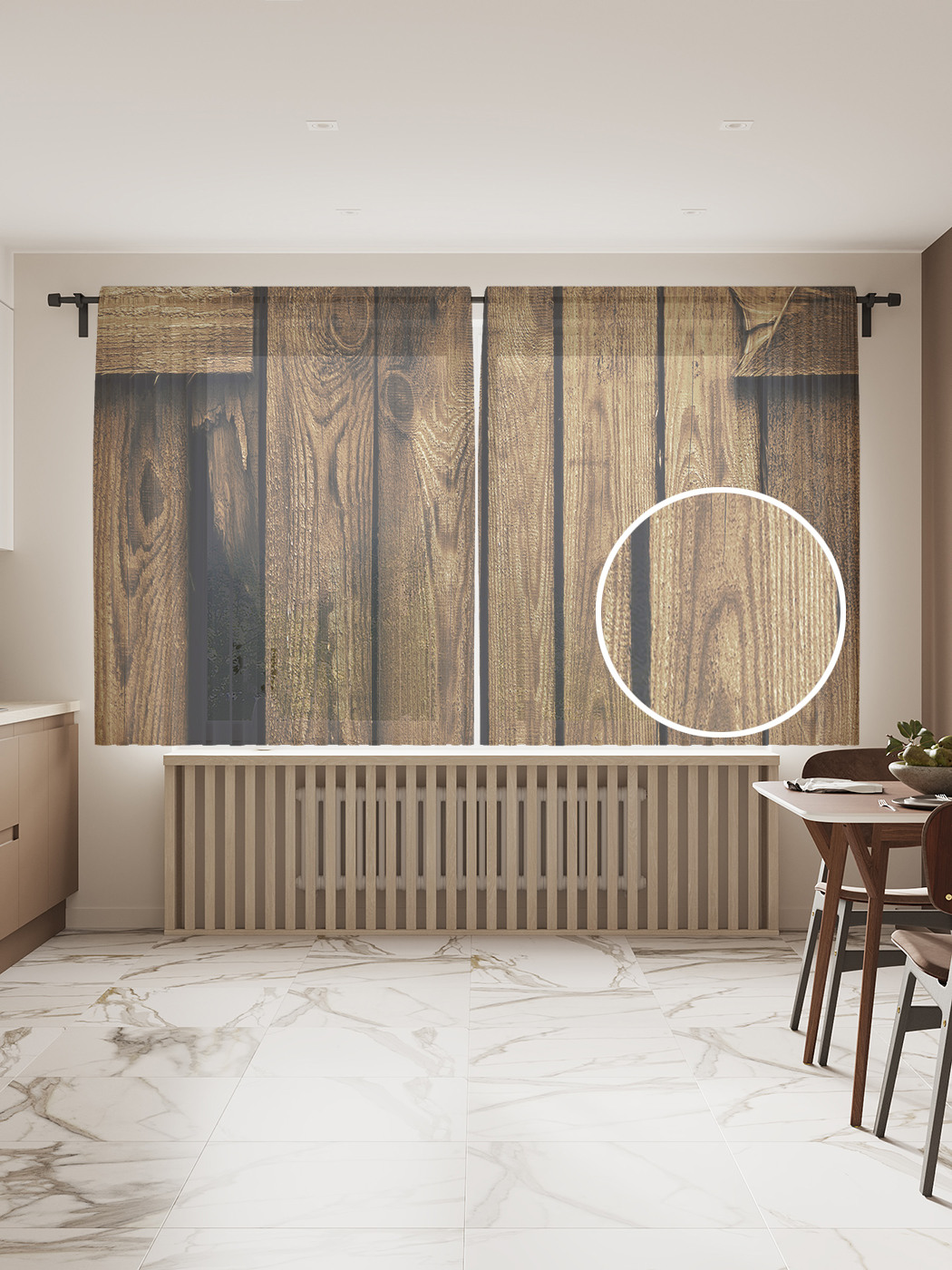 

Фототюль JoyArty "Деревянный забор", 145x180 см (2 полотна со шторной лентой + 50 крючков), Деревянный забор