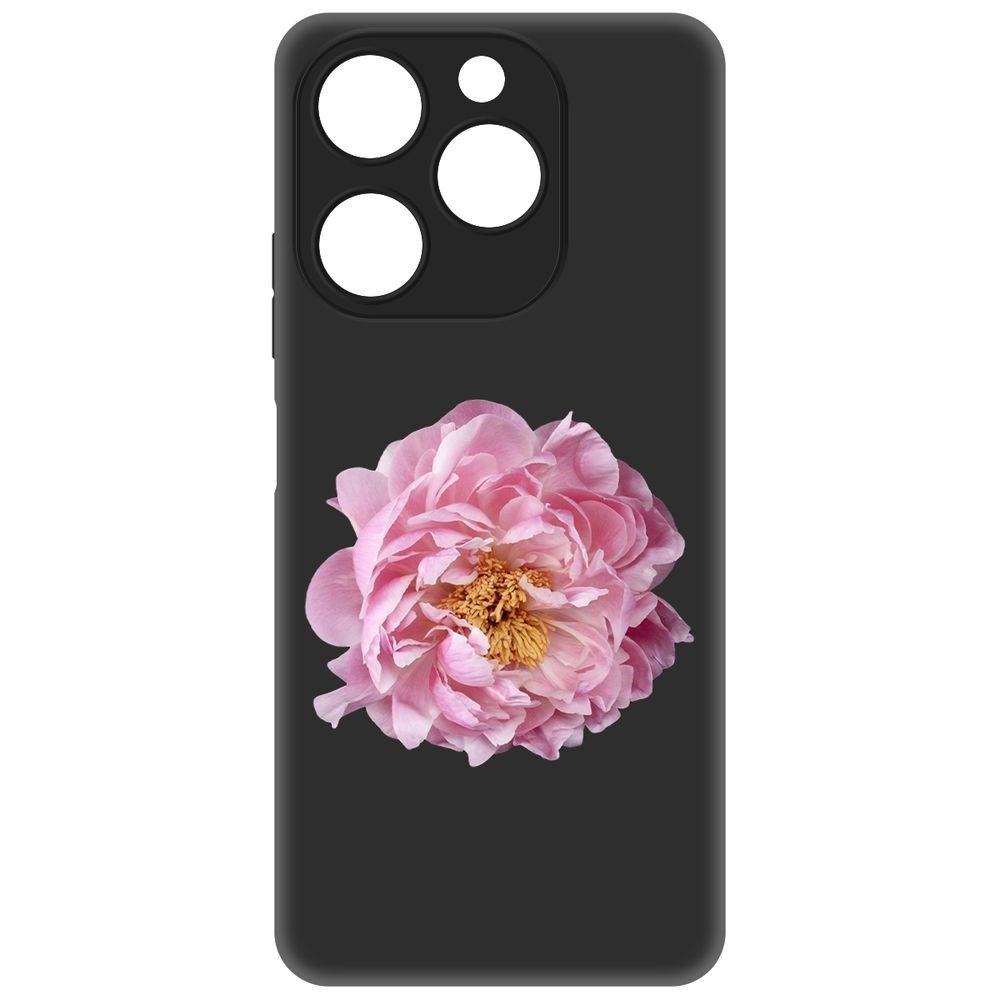 

Чехол-накладка Krutoff Soft Case Розовый пион для Itel A70 черный