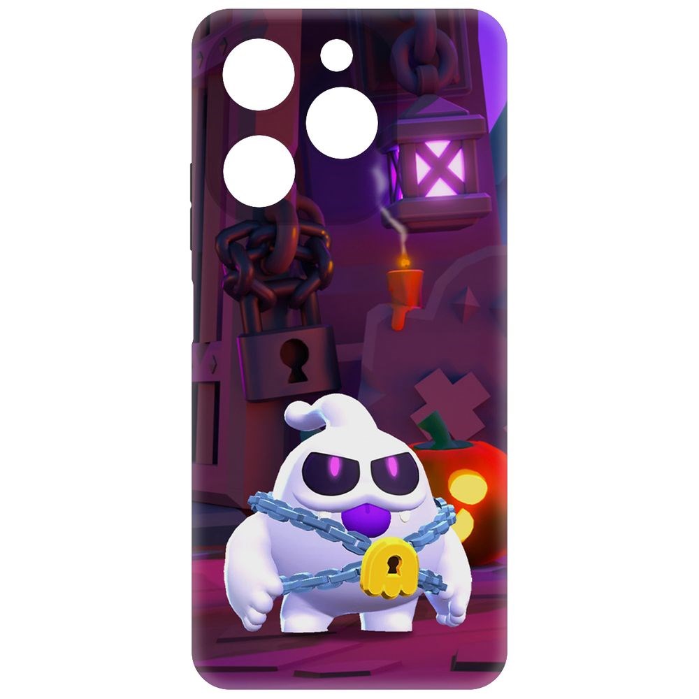 

Чехол-накладка Krutoff Soft Case Brawl Stars - Призрак Скуик для Itel A70 черный