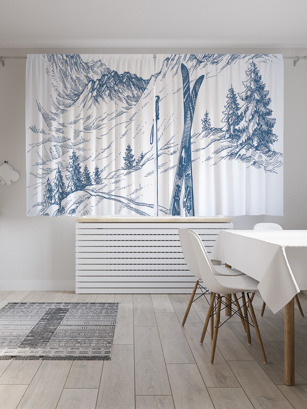 

Классические шторы JoyArty "Лыжи в горах", серия Oxford DeLux, 2 полотна 145x180 см, Лыжи в горах