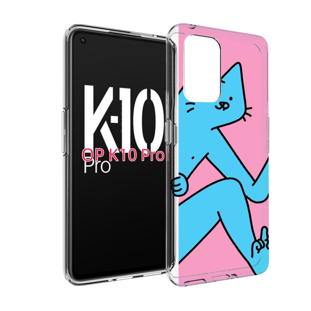 

Чехол MyPads голубой кот в дверце для OPPO K10 Pro, Прозрачный, Tocco