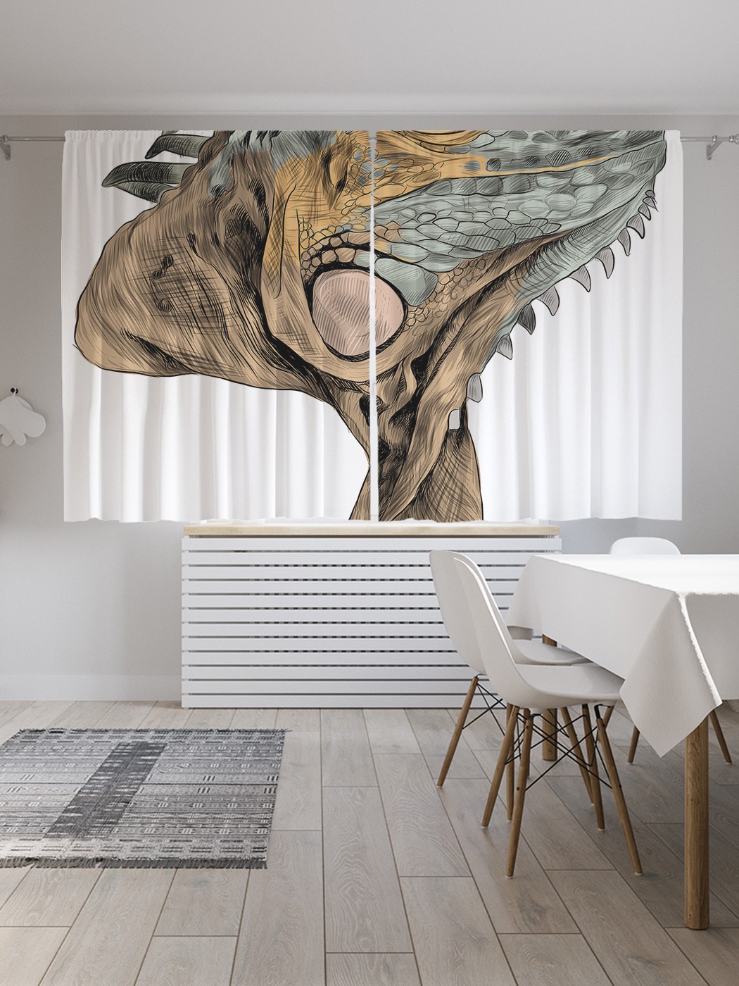 фото Классические шторы joyarty "игуана ящерица", серия oxford delux, 2 полотна 145x180 см