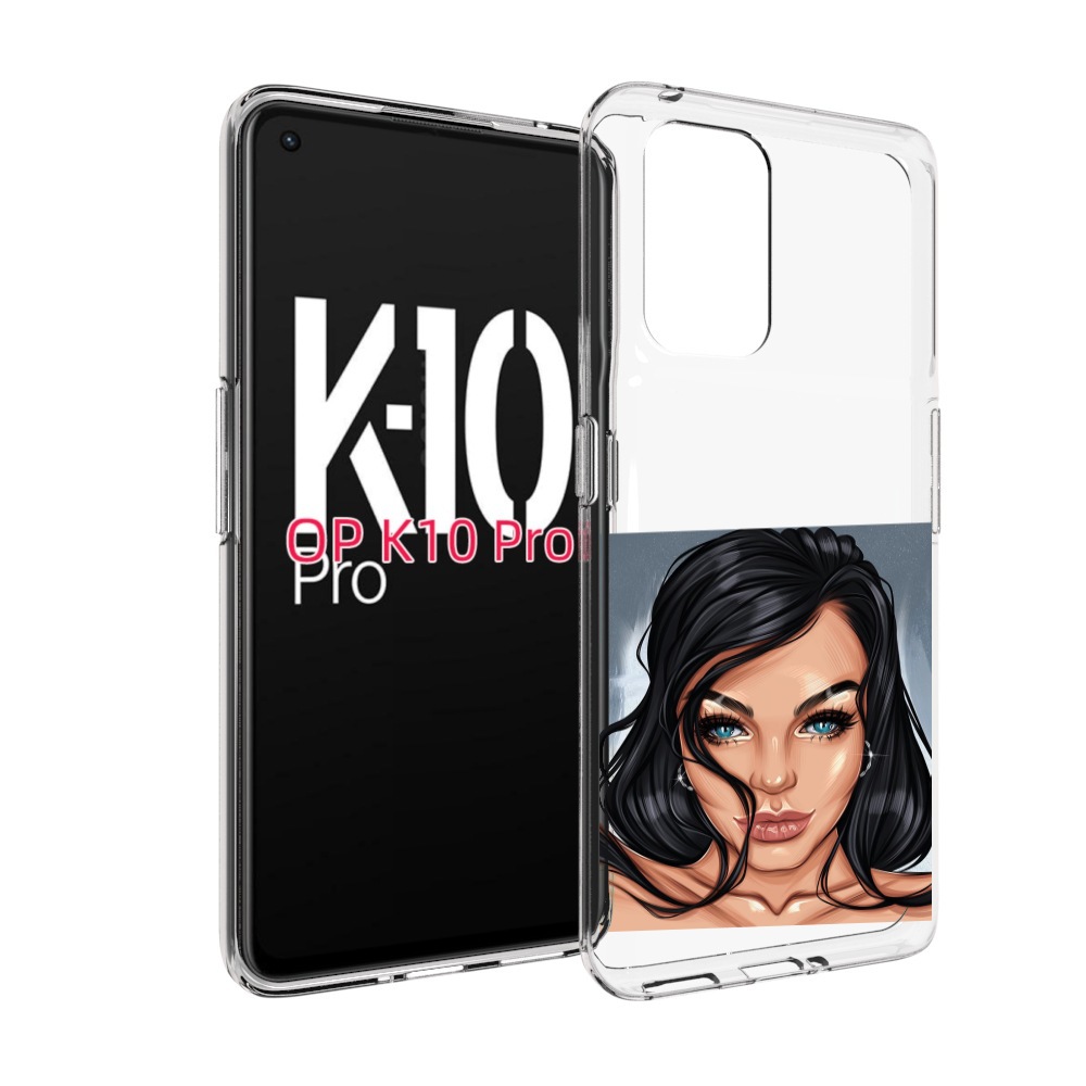 

Чехол MyPads голубые-глаза-у-брюнетки женский для OPPO K10 Pro, Прозрачный, Tocco