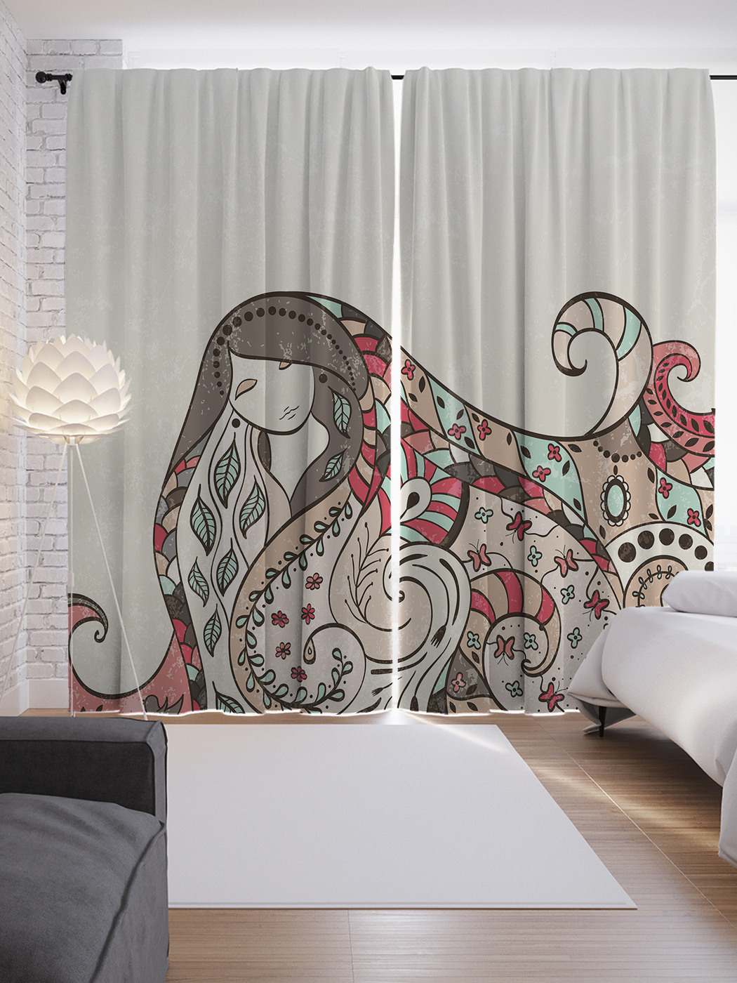 

Шторы JoyArty с фотопечатью "Абстракция девушки" из сатена, 290х265 см, Абстракция девушки