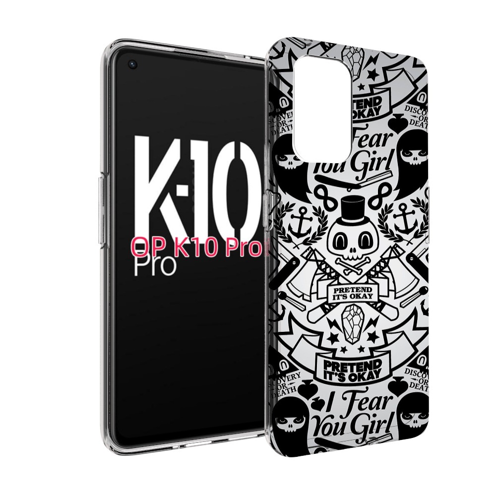 

Чехол MyPads готический-принт для OPPO K10 Pro, Прозрачный, Tocco