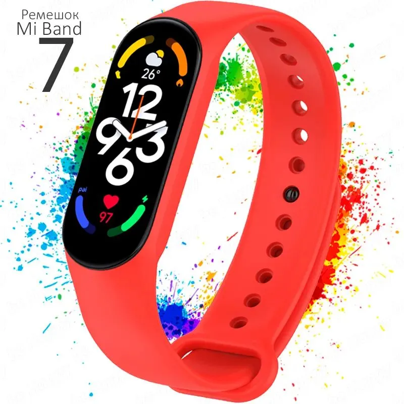 

Ремешок для Xiaomi Mi Band 7, 6, 5 (новый дизайн от Mi Band 7) Красный