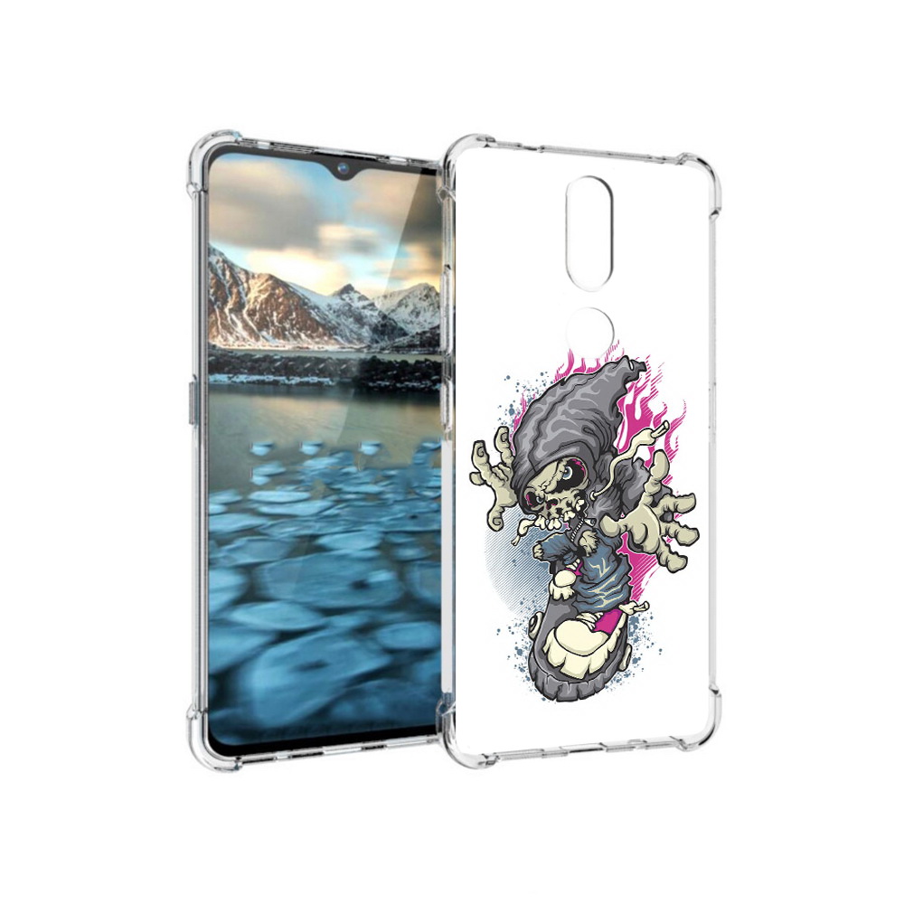 

Чехол MyPads Tocco для Nokia 2.4 нарисованный скелет на скейт борде (PT227049.107.512), Прозрачный, Tocco