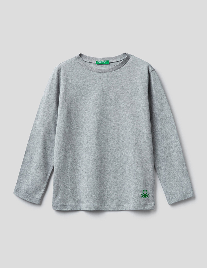 

Лонгслив для мальчиков Benetton цв. серый р.128, 21A_3I1XC14QD