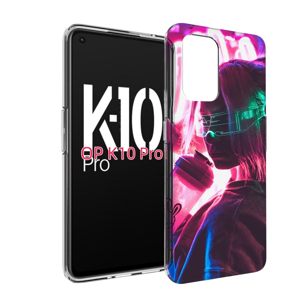 

Чехол MyPads девушка неоновый фон женский для OPPO K10 Pro, Прозрачный, Tocco