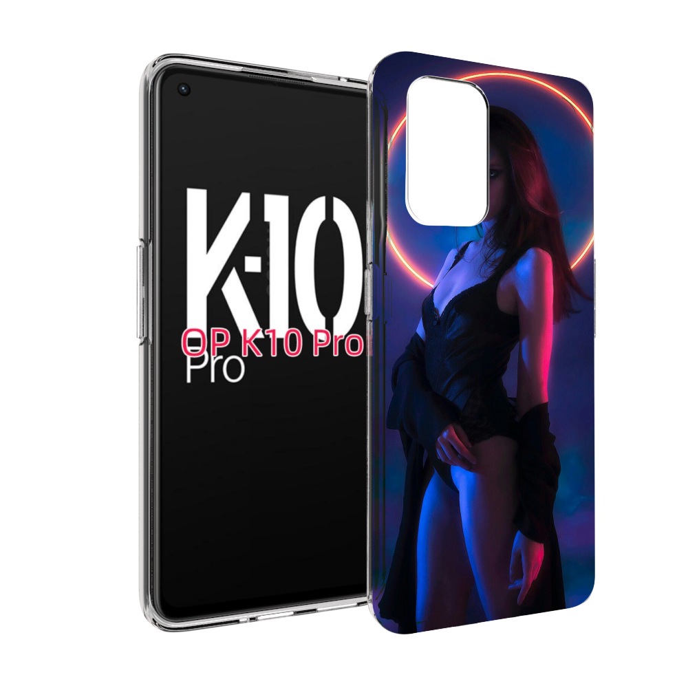 

Чехол MyPads девушка с неоновым кругом женский для OPPO K10 Pro, Прозрачный, Tocco