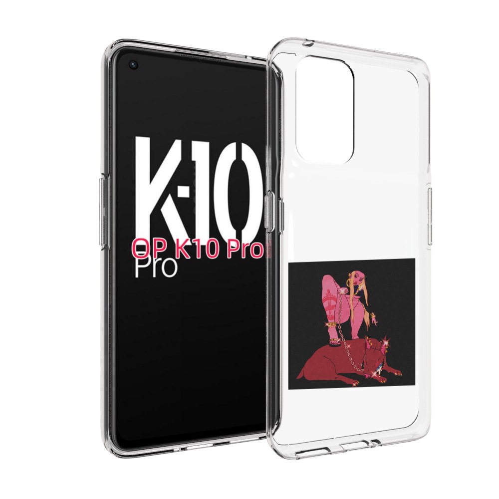 

Чехол MyPads девушка с собакой на цепи нарисованная женский для OPPO K10 Pro, Прозрачный, Tocco