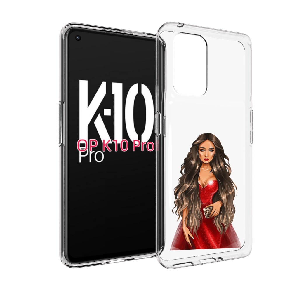 

Чехол MyPads девушка-в-вечернем-платье женский для OPPO K10 Pro, Прозрачный, Tocco