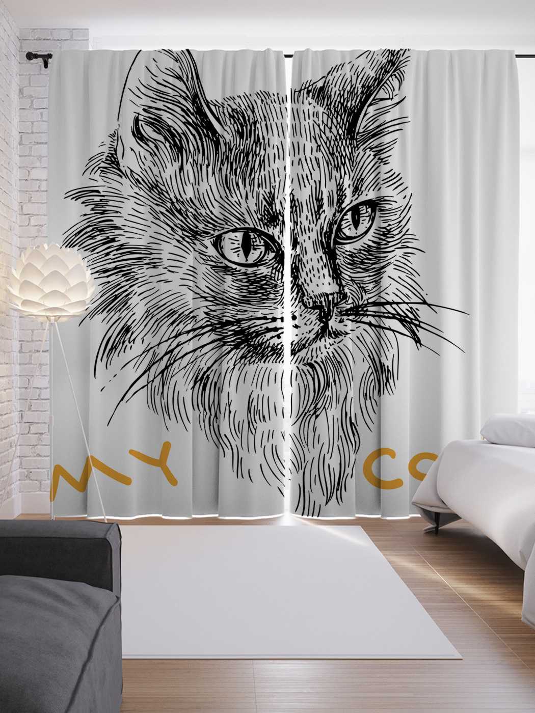 

Шторы JoyArty с фотопечатью "Мой кот" из сатена, 290х265 см, Мой кот