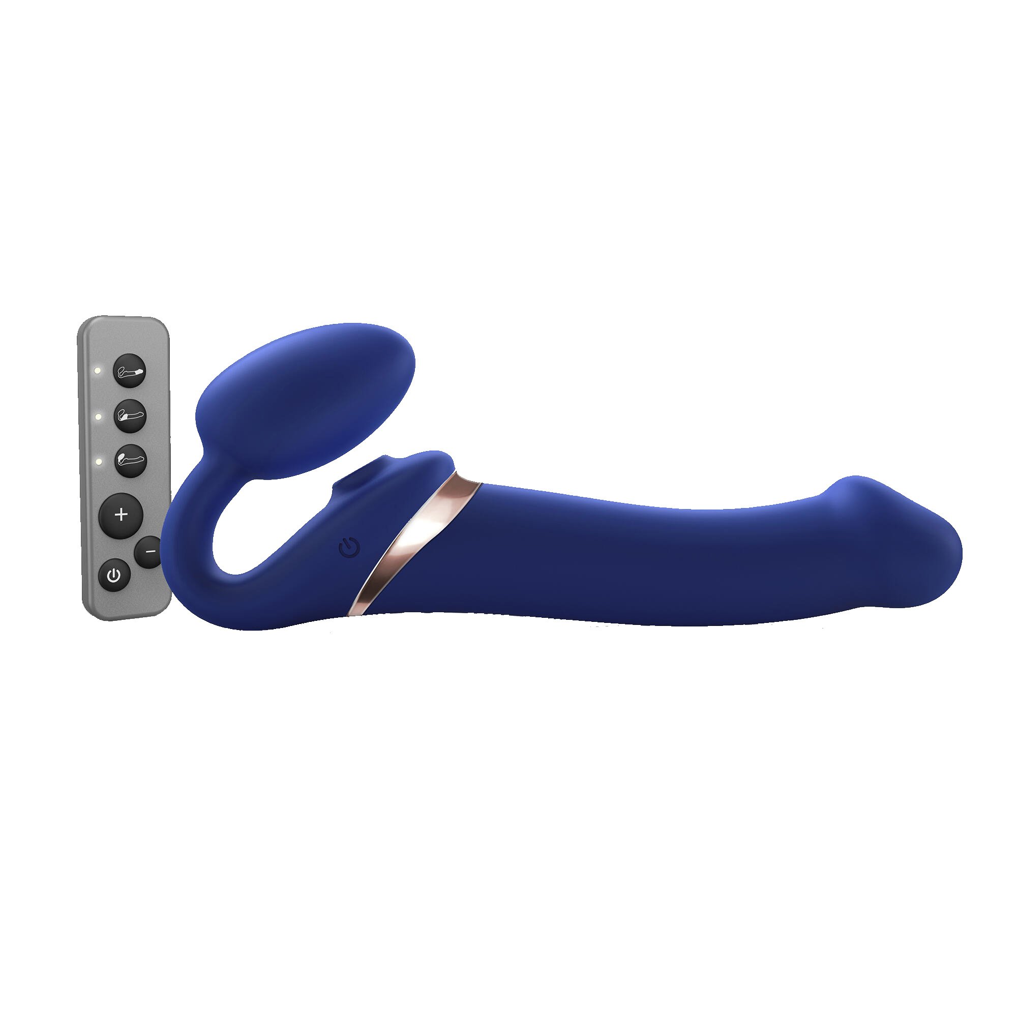 фото Страпон с вибрацией и вакуумной стимуляцией strap-on-me multi orgasm с ду l, 15,7 см синий