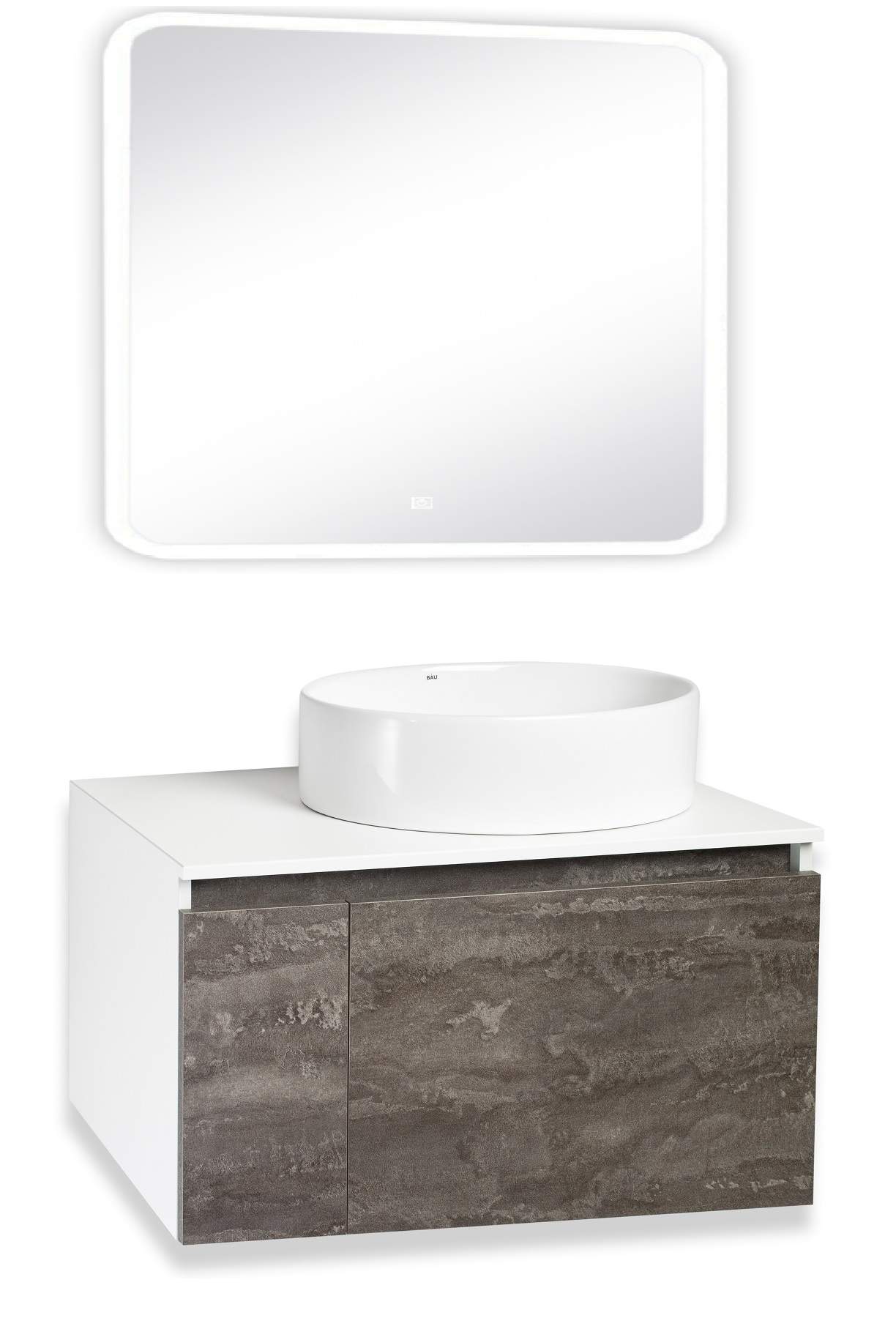 Мебель для ванной Runo Бари 80 железный камень настенное зеркало амелия шелковый камень
