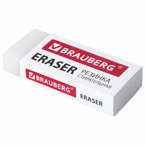 Ластик большой BRAUBERG EXTRA, 60х24х11 мм, белый, прямоугольный, экологичный ПВХ, к