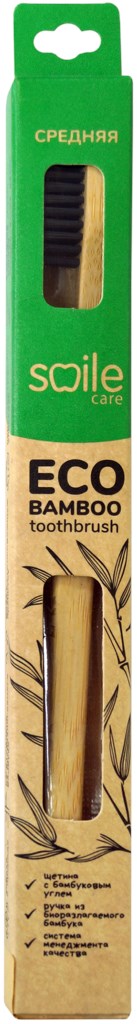 Зубная щетка Smile Care Eco Bamboo с щетиной и бамбуковым углем средней жесткости зубная щетка smile care eco bamboo с щетиной и бамбуковым углем средней жесткости