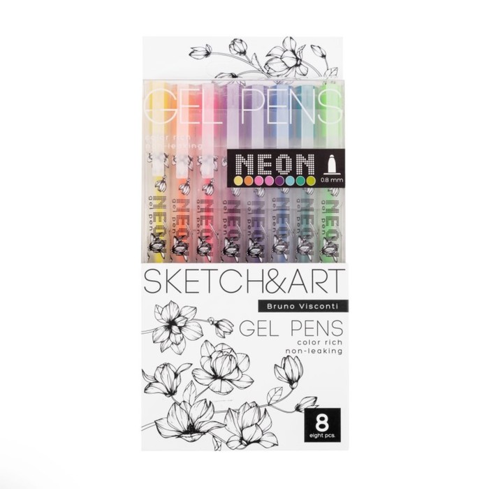 

BrunoVisconti Набор гелевых ручек 8 цветов SKETCH&ART Uni Write.NEON, 0,8 мм